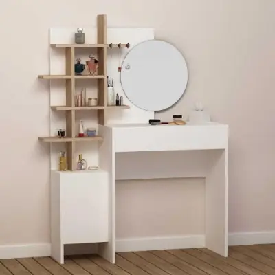 Mup Make-uptafel | 100% MELAMINE | Wit, Eiken – kavel bij Openbare Verkopen, Beveren-Leie