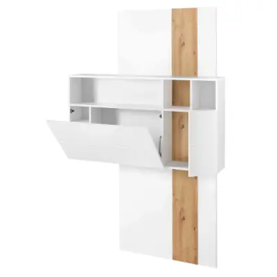 Secretaire Inovo 120cm 1 deur - wit/eik – kavel bij Openbare Verkopen, Beveren-Leie