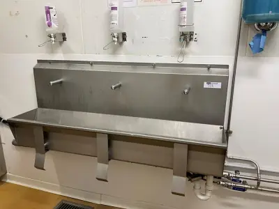 3-compartment stainless steel sink – kavel bij Dome Auctions, Kingersheim