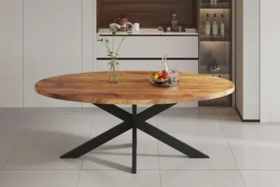 Mango Houten ovalen tafel Alexa - metalen frame - 200 cm – kavel bij Openbare Verkopen, Beveren-Leie