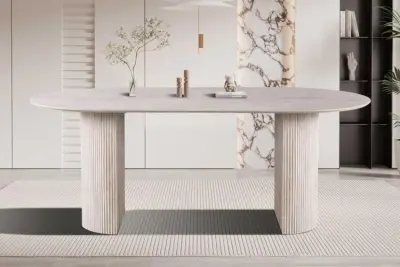 Ovale eettafel Lagos - 200x100x76cm - travertin – kavel bij Openbare Verkopen, Beveren-Leie
