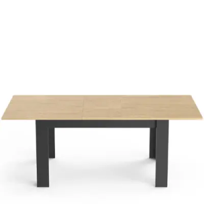 Verlengbare eettafel Craig 160/200 x 90 cm-Hamilton eik/matzwart – kavel bij Openbare Verkopen, Beveren-Leie