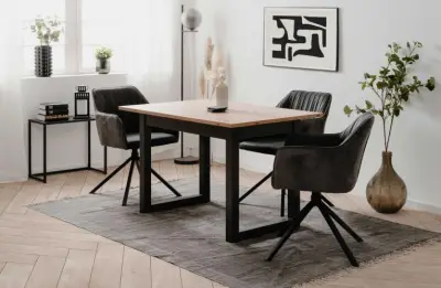 Verlengbare eettafel Damon 120/160x90 - eik/antraciet – kavel bij Openbare Verkopen, Beveren-Leie