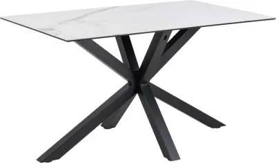 Eettafel Hennie - 135x80x75,5cm - keramisch blad - wit marmer – kavel bij Openbare Verkopen, Beveren-Leie