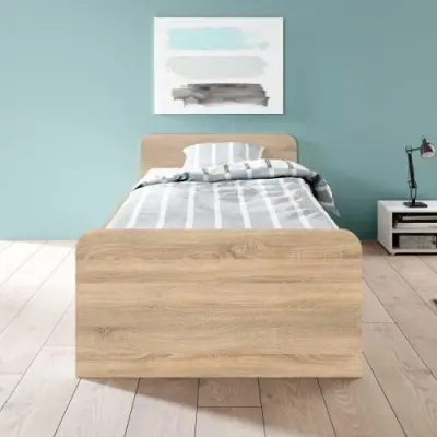 Bed Barko 90x200 met 3 lades - eik – kavel bij Openbare Verkopen, Beveren-Leie