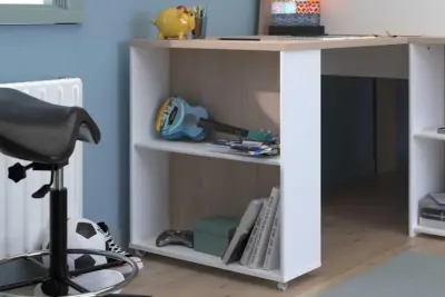 Halfhoogslaper Duffy 90x200cm met bureau - wit / eikdecor – kavel bij Openbare Verkopen, Beveren-Leie