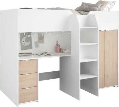 Halfhoogslaper Neda 90x200cm - wit/eik decor – kavel bij Openbare Verkopen, Beveren-Leie