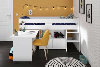Halfhoogslaper met bureau Upside Down 90x200 - wit – kavel bij Openbare Verkopen, Beveren-Leie