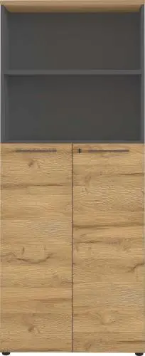 Archiefkast Osmond 80cm met 2 deuren & 2 open vakken - eik/grafiet – kavel bij Openbare Verkopen, Beveren-Leie