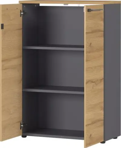Lage archiefkast Osmond 80cm met 2 deuren - eik/grafiet – kavel bij Openbare Verkopen, Beveren-Leie