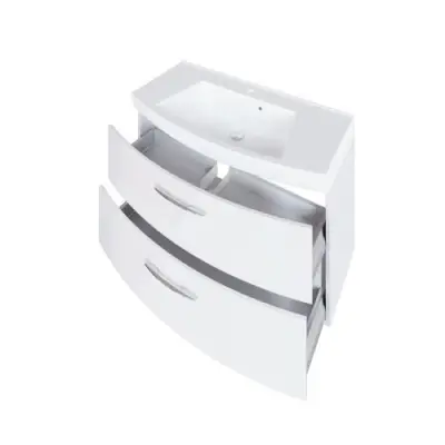 Wastafelmeubel Florent gebogen 100cm 2 lades - wit – kavel bij Openbare Verkopen, Beveren-Leie