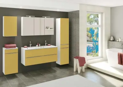 Kolomkast Hansen 40cm 2 deuren & 1 lade - geel/wit – kavel bij Openbare Verkopen, Beveren-Leie