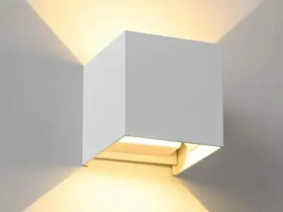 (4 x) 4 x 12W LED wit Wandlamp Kubus duo licht – kavel bij Auctim, Puurs