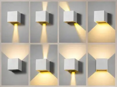 (8 x) 8 x 12W LED wit Wandlamp Kubus duo licht – kavel bij Auctim, Puurs