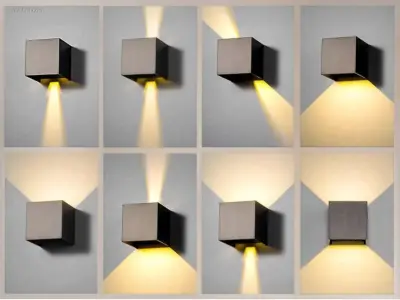(8 x) 8 x 12W LED zwart Wandlamp Kubus duo licht – kavel bij Auctim, Puurs
