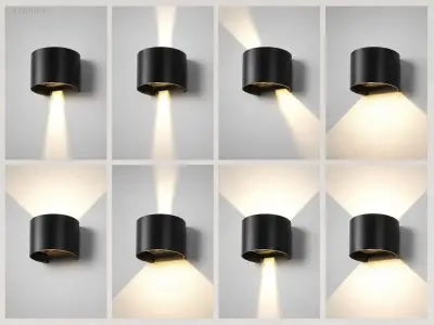 (8 x) 8 x 7W LED zwart Wandlamp rond duo licht – kavel bij Auctim, Puurs