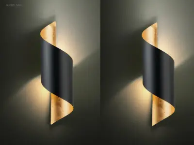 8 x Swirl design wandlampen goud zwart – kavel bij Auctim, Free delivery within 1-3 weeks after receipt of payment