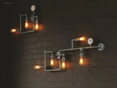 2 x Industriële Retro Wandlamp 3 + 5 lichts – kavel bij Auctim, Free delivery within 1-3 weeks after receipt of payment