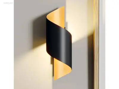 8 x Swirl design wandlampen goud zwart – kavel bij Auctim, Free delivery within 1-3 weeks after receipt of payment
