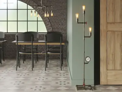 1 x Industriële Retro Vloerlamp 3 lichts – kavel bij Auctim, Free delivery within 1-3 weeks after receipt of payment