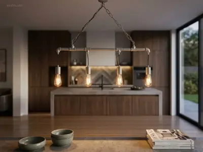 1 x Industriële Retro hanglamp 6 lichts – kavel bij Auctim, Free delivery within 1-3 weeks after receipt of payment