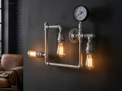 2 x Industriële Retro Wandlamp 3 lichts – kavel bij Auctim, Free delivery within 1-3 weeks after receipt of payment