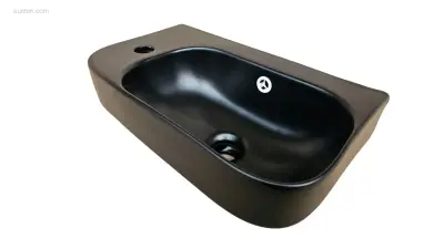 1x Fontein - Waskom - Mat Zwart - Keramiek – kavel bij Auctim, Free delivery within 1-3 weeks after receipt of payment