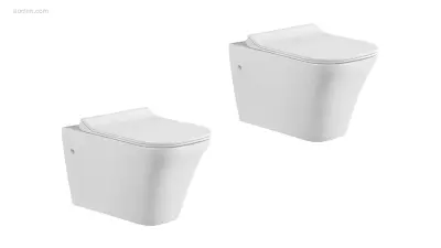 2x Toiletten - Wit - Hangend - Keramiek - Soft – kavel bij Auctim, Free delivery within 1-3 weeks after receipt of payment