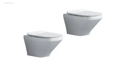 2x Toiletten - Wit - Super Flush - Hangend – kavel bij Auctim, Free delivery within 1-3 weeks after receipt of payment