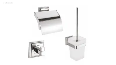 1x Toilet accessoire set - 3-delig - Chroom – kavel bij Auctim, Free delivery within 1-3 weeks after receipt of payment