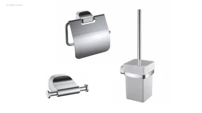 1x Toilet accessoire set - 3-delig - Chroom – kavel bij Auctim, Free delivery within 1-3 weeks after receipt of payment