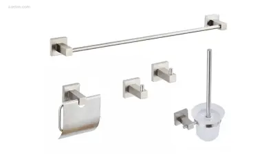 1x Toilet accessoire set - 5-delig - Geborsteld – kavel bij Auctim, Free delivery within 1-3 weeks after receipt of payment