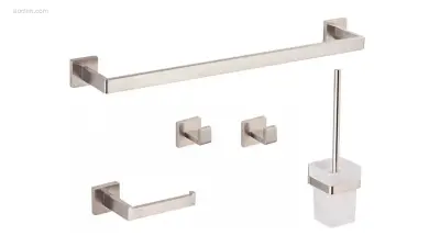 1x Toilet accessoire set - 5-delig - Geborsteld – kavel bij Auctim, Free delivery within 1-3 weeks after receipt of payment