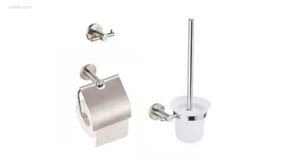 1x Toilet accessoire set - 3-delig - Geborsteld – kavel bij Auctim, Free delivery within 1-3 weeks after receipt of payment