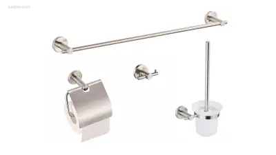 1x Toilet accessoire set - 4-delig - Geborsteld – kavel bij Auctim, Free delivery within 1-3 weeks after receipt of payment