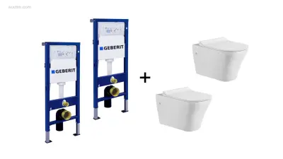 2 sets Toiletten + Geberit inbouwreservoirs – kavel bij Auctim, Free delivery within 1-3 weeks after receipt of payment