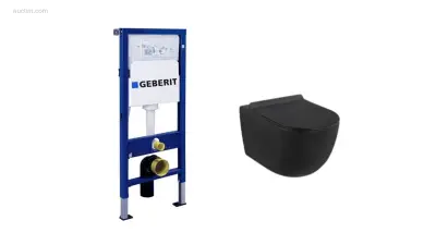1x Toilet + Geberit inbouwreservoir - Mat Zwart – kavel bij Auctim, Free delivery within 1-3 weeks after receipt of payment