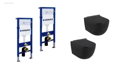 2 sets Toiletten + Geberit inbouwreservoirs – kavel bij Auctim, Free delivery within 1-3 weeks after receipt of payment