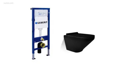 1x Toilet + Geberit inbouwreservoir - Mat Zwart – kavel bij Auctim, Free delivery within 1-3 weeks after receipt of payment