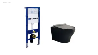 1x Toilet + Geberit inbouwreservoir - Mat Zwart – kavel bij Auctim, Free delivery within 1-3 weeks after receipt of payment