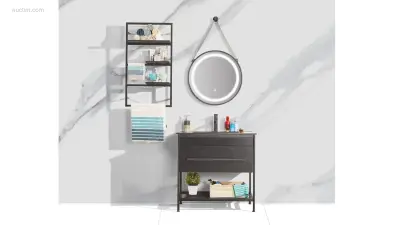 1x 80cm - LED Spiegel - Plankenrek - Mat Zwart – kavel bij Auctim, Free delivery within 1-3 weeks after receipt of payment