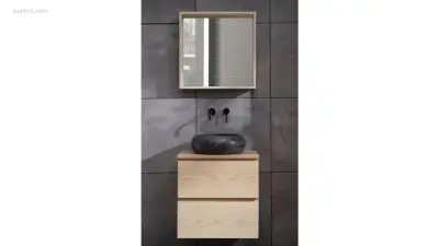 1x Eikenhout - 60cm - Spiegel – kavel bij Auctim, Free delivery within 1-3 weeks after receipt of payment