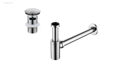 1x Sifon + Afvoerplug Set - Met Overloop – kavel bij Auctim, Free delivery within 1-3 weeks after receipt of payment