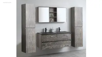 1x Eikenhouten meubel - 120cm - Grey Smoked – kavel bij Auctim, Free delivery within 1-3 weeks after receipt of payment