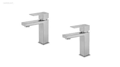 1 set Wastafelkranen - RVS Geborsteld – kavel bij Auctim, Free delivery within 1-3 weeks after receipt of payment