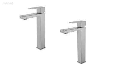1 set Wastafelkranen - RVS Geborsteld – kavel bij Auctim, Free delivery within 1-3 weeks after receipt of payment