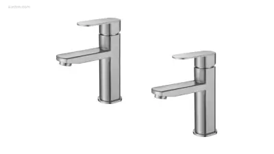 1 set Wastafelkranen - RVS Geborsteld – kavel bij Auctim, Free delivery within 1-3 weeks after receipt of payment