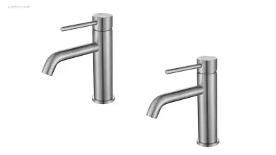1 set Wastafelkranen - RVS Geborsteld – kavel bij Auctim, Free delivery within 1-3 weeks after receipt of payment