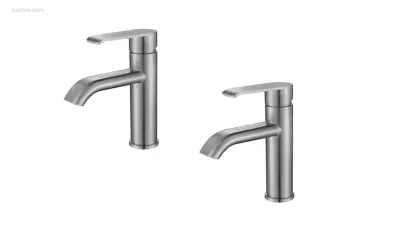 1 set Wastafelkranen - RVS Geborsteld – kavel bij Auctim, Free delivery within 1-3 weeks after receipt of payment