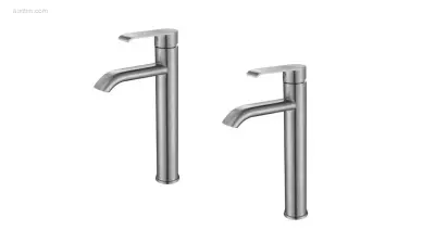 1 set Wastafelkranen - RVS Geborsteld – kavel bij Auctim, Free delivery within 1-3 weeks after receipt of payment